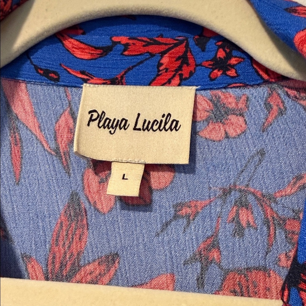 Blue & Red Floral Mini Dress with V-Neck - Picture 2 of 6